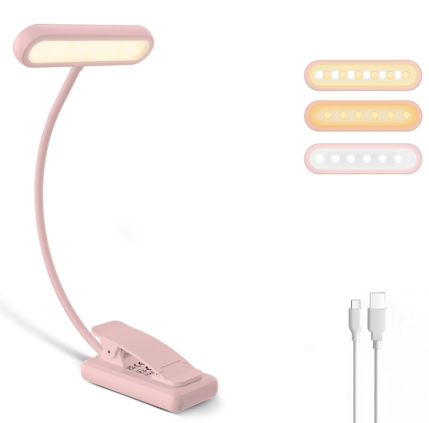 Desk Lamp - Lampada da Lettura con Clip Nera/Bianca/Rosa,
