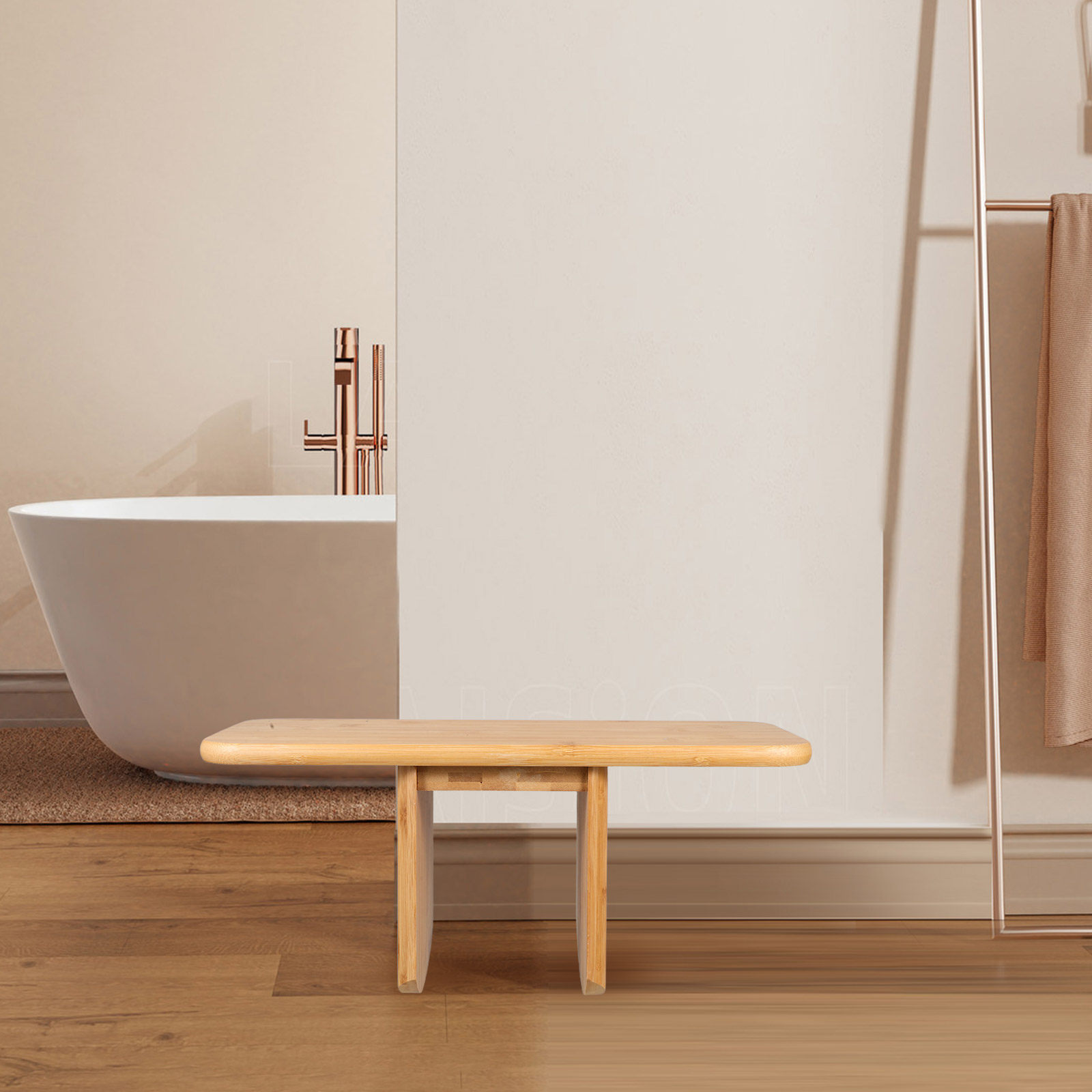 Office Stool - Sgabello in Bambù Portatile, Sedia Multifunzionale,